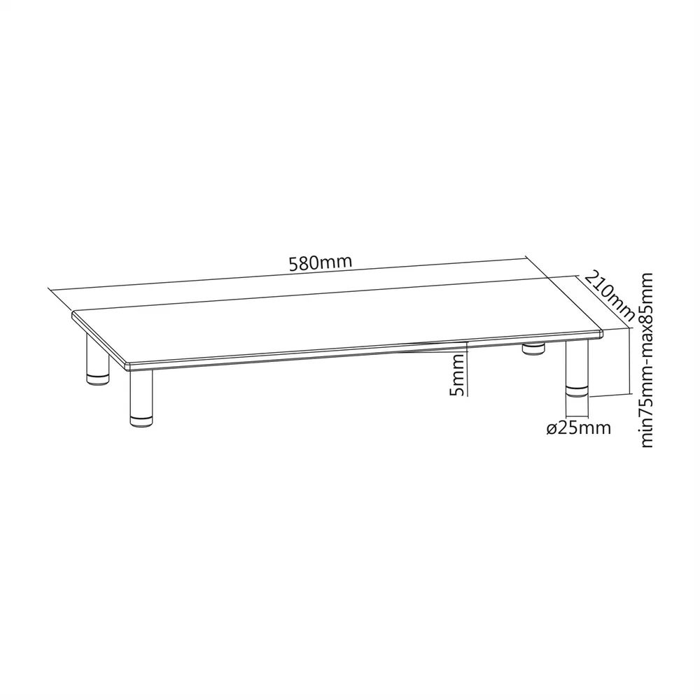 ROLINE Höhenverstellbarer Glas-Monitor-Ständer rechteckig, bis 20 kg