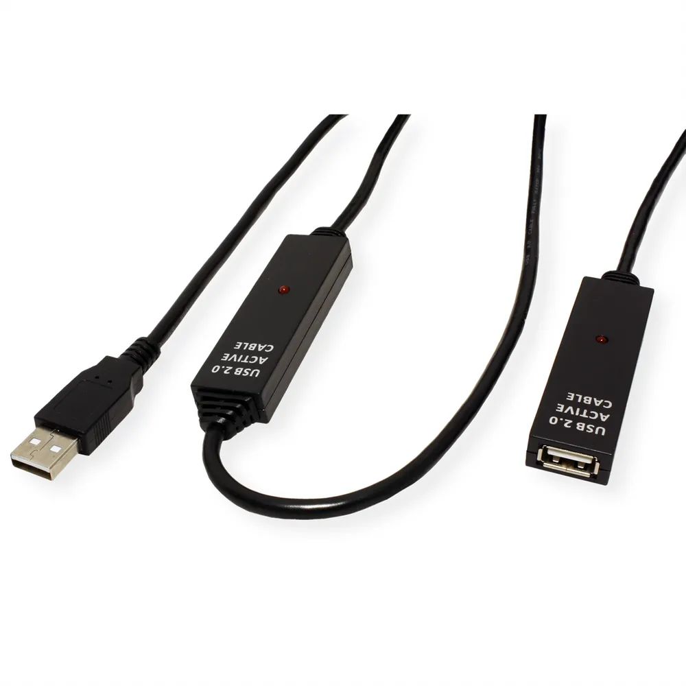 VALUE USB 2.0 aktive Kabelverlängerung, schwarz, 30 m