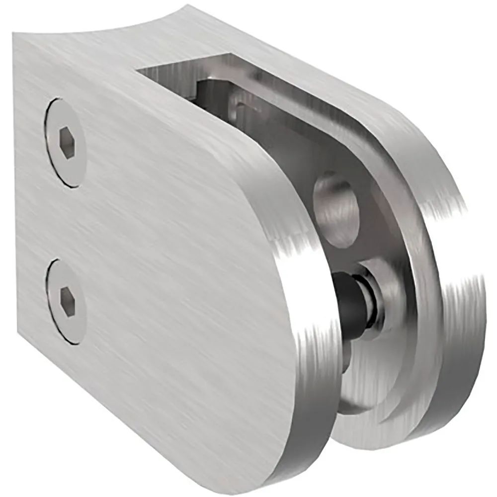 ECONOMY Glasklemmbeschlag für Rundrohr 42,4mm, rund, Edelstahl geschliffen V4A