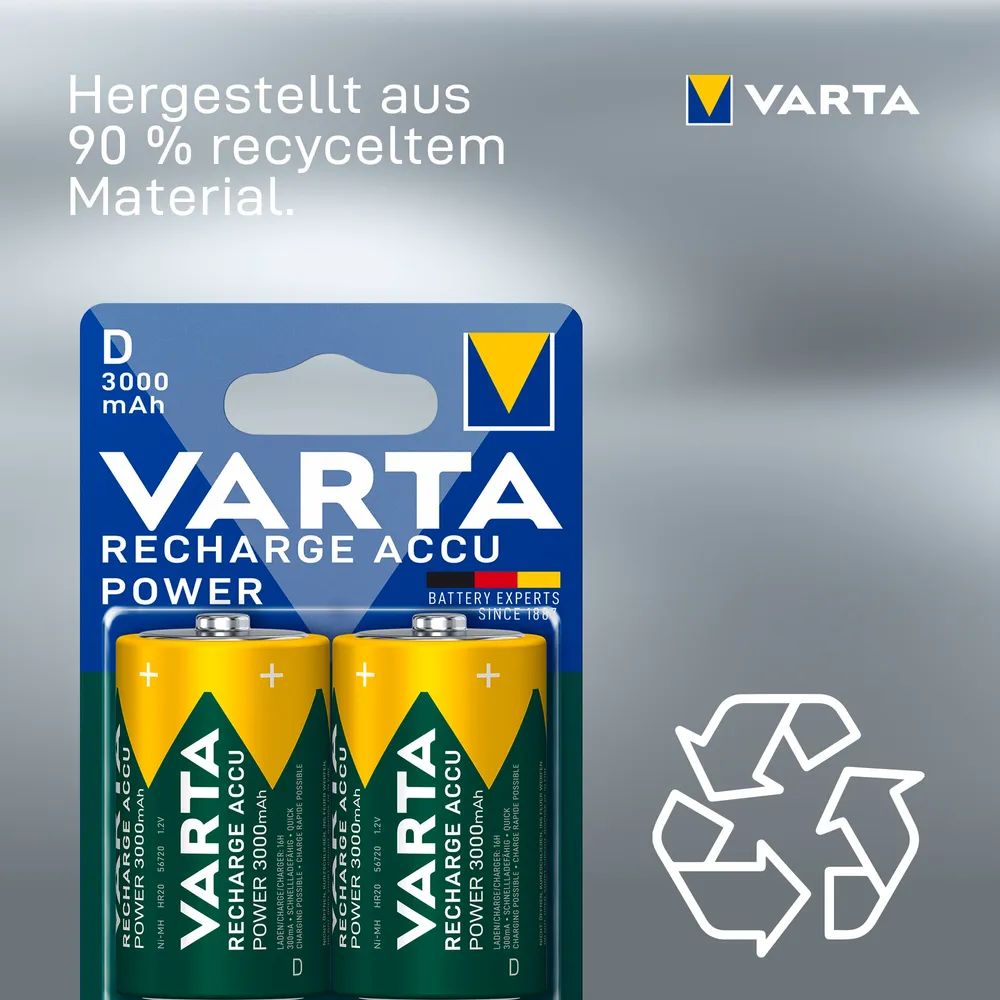 VARTA RECHARGE ACCU Power D 3000mAh Blister 2