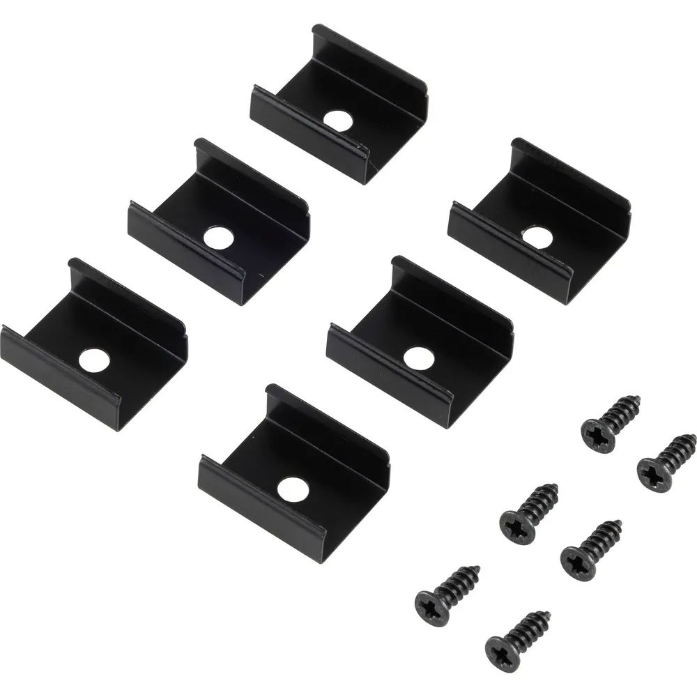 L&S Befestigungsclip Lite Track Stahl schwarz, 6 Stk.
