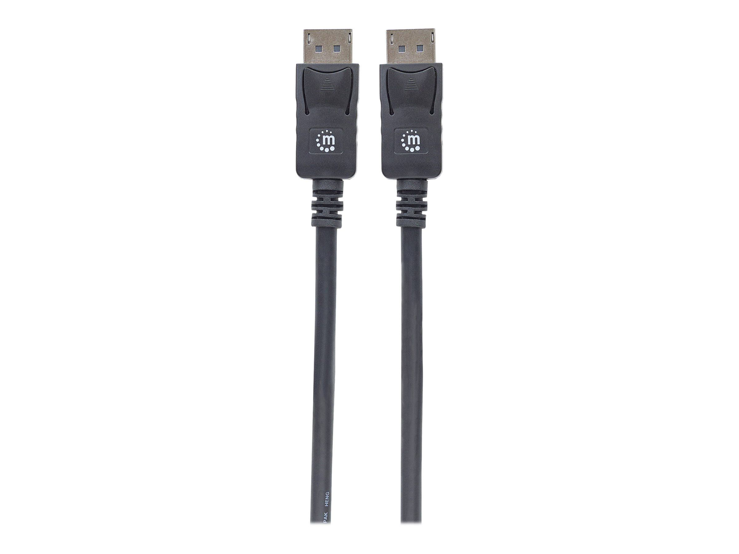 Manhattan DisplayPort 1.2 Cable, 4K@60hz, 1m, Male to Male, With Latches, Fully Shielded, Black, Lifetime Warranty, Polybag - DisplayPort-Kabel - DisplayPort (M)