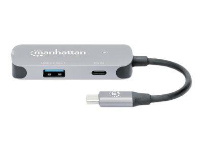 Manhattan USB-C Dock/Hub, Ports (x3): HDMI, USB-A and USB-C, With Power Delivery (100W)