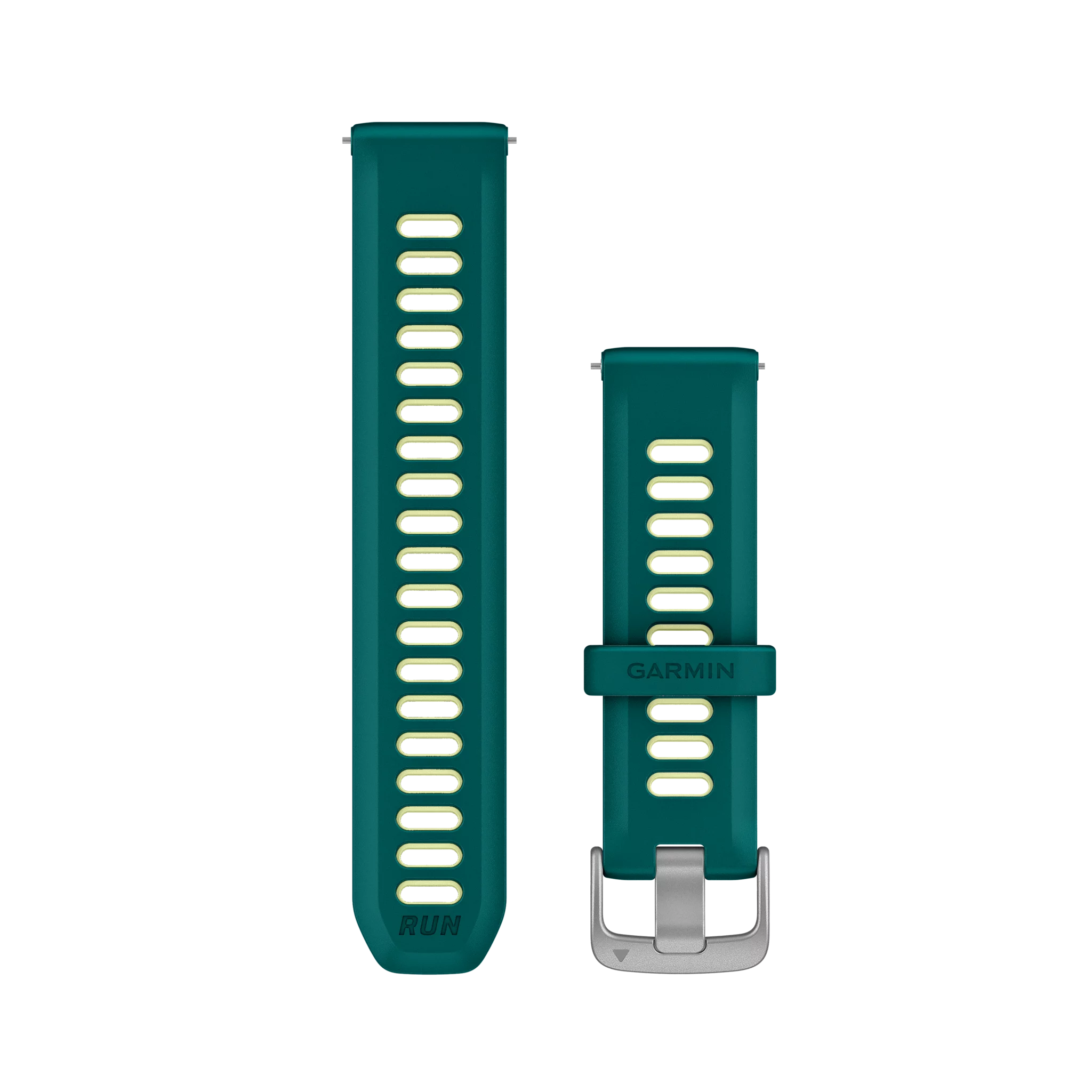 Garmin Schnellwechsel-Armband 20mm Silikon Teal Green/Zitrone mit Teilen aus Edelstahl Silber