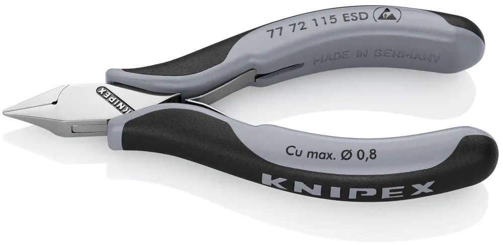 KNIPEX Elektronik-Seitenschneider ESD mit durchgestecktem Gelenk mit Mehrkomponenten-Hüllen 115 mm