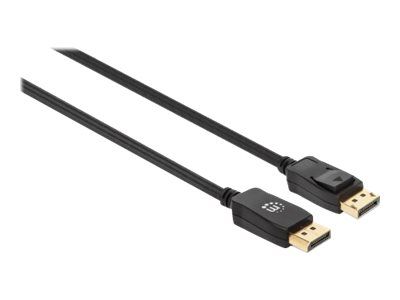 Manhattan DisplayPort 1.4 Cable, 8K@60hz, 1m, Braided Cable, Male to Male, With Latches, Fully Shielded, Black, Lifetime Warranty, Polybag - DisplayPort-Kabel - DisplayPort (M)