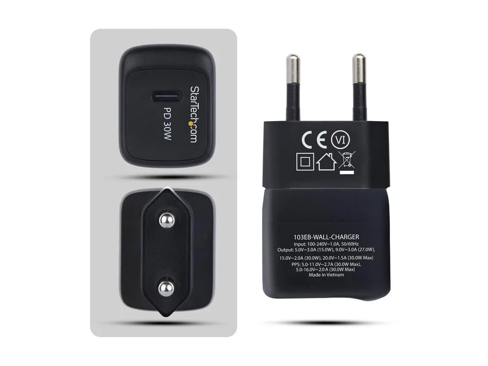 StarTech.com Startech - Netzteil - 5 / 9 / 15 / 20 V, portable, GaN - 30 watt - 3 A - PD/PPS (USB-C)