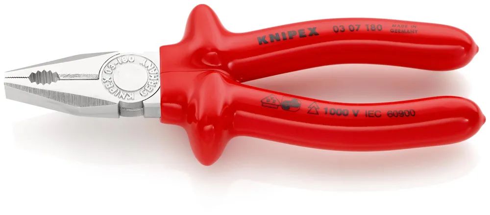 KNIPEX Kombizange tauchisoliert, VDE-geprüft verchromt 180 mm