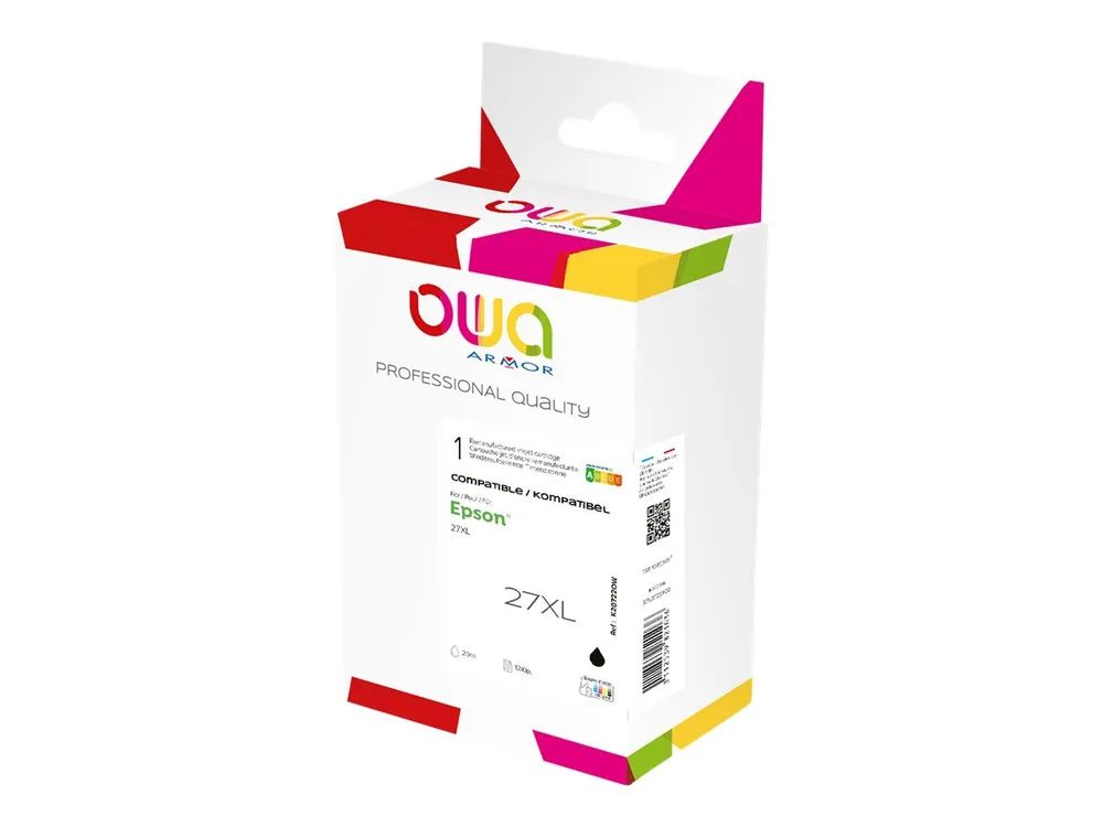Armor OWA - 20 ml - Schwarz - kompatibel - Box - wiederaufbereitet - Tintenpatrone (Alternative zu: Epson 27XL)