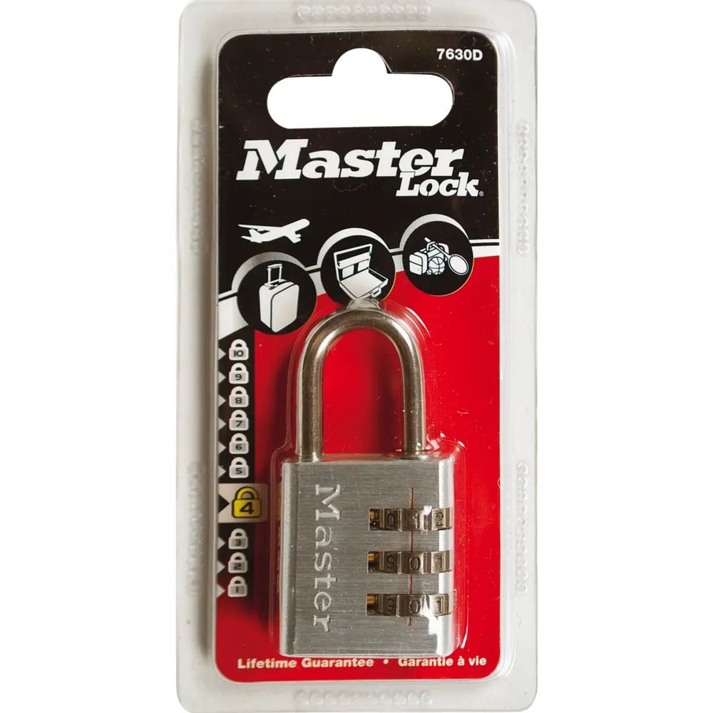 MasterLock Zahlenschl. aus Alu. m. 3-stell. Zahlenk. 7630EURD