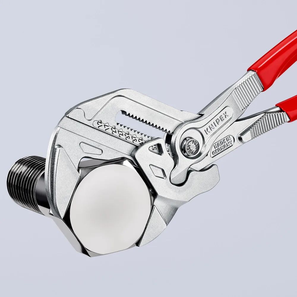 KNIPEX Zangenschlüssel Zange und Schraubenschlüssel in einem Werkzeug mit Kunststoff überzogen verchromt 300 mm