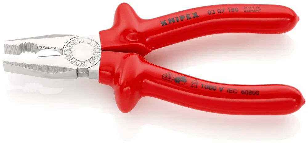 KNIPEX Kombizange tauchisoliert, VDE-geprüft verchromt 180 mm