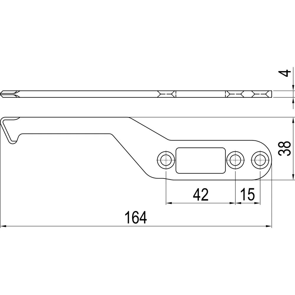 ABS Innovation GmbH  IMH-ABS Mitnehmerhaken SF, 164 x 38 x 4 mm, universal, DIN, schwarz verzinkt