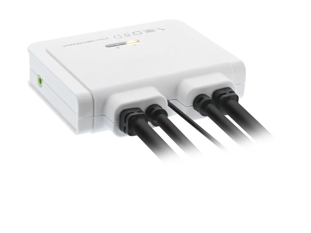 InLine KVM Switch - 2-fach - HDMI - 4K - USB - mit Audio - integr. Kabel