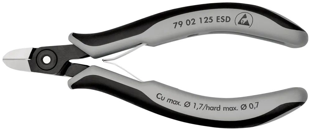 KNIPEX Präzisions-Elektronik-Seitenschneider ESD mit Mehrkomponenten-Hüllen brüniert 125 mm