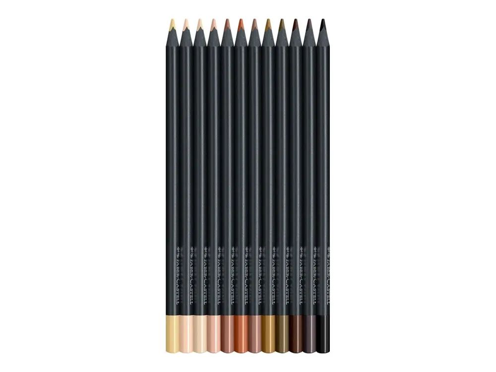 FABER-CASTELL Black Edition - Farbstift - für dunkles Papier, farbiges Papier - verschiedene Hautfarben (Packung mit 12)