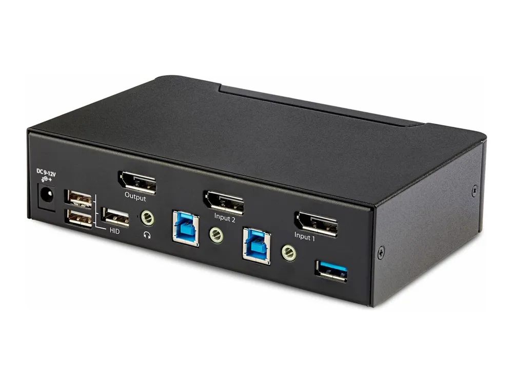 StarTech.com 2-Port DisplayPort KVM Switch, 8K 60Hz / 4K 144Hz, Single Display, DP 1.4, 2x USB 3.0 Ports, 4x USB 2.0 HID Ports, Push-Button & Hotkey Switching, TAA Compliant - OS Independent, Metal Housing (D86A2-2-PORT-8K-KVM)