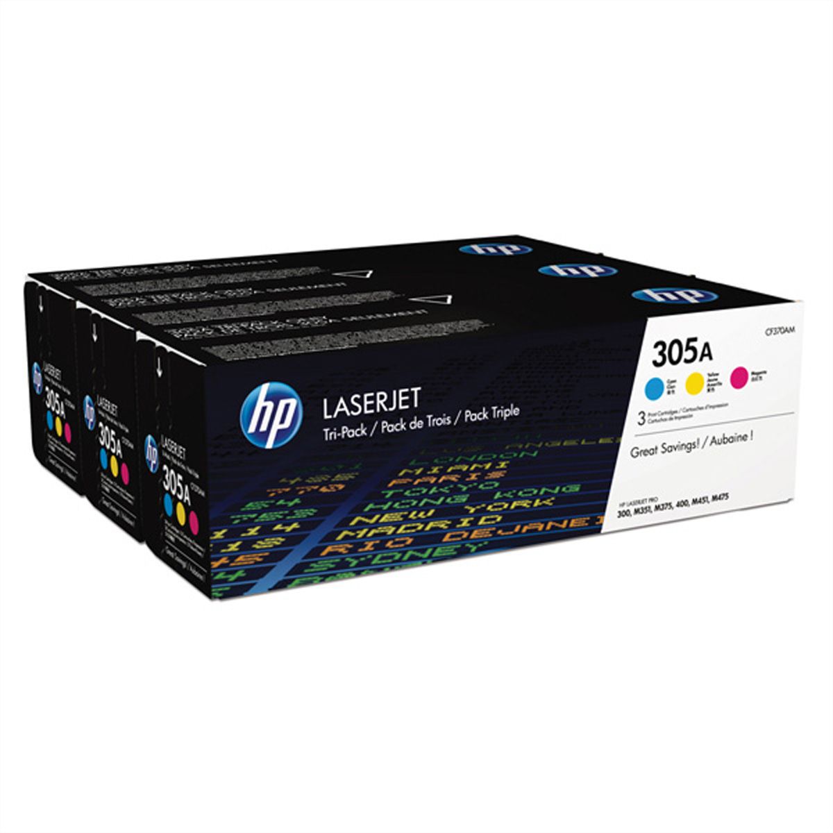HP 305A - 3er-Pack - Gelb, Cyan, Magenta - original - LaserJet - Tonerpatrone (CF370AM)