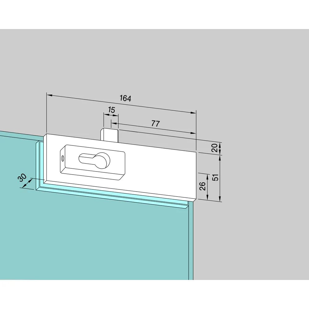 DORMA-Glas Eckschloss US 10, PZ-vorgerichtet, 10 mm, Edelstahl (03.206)