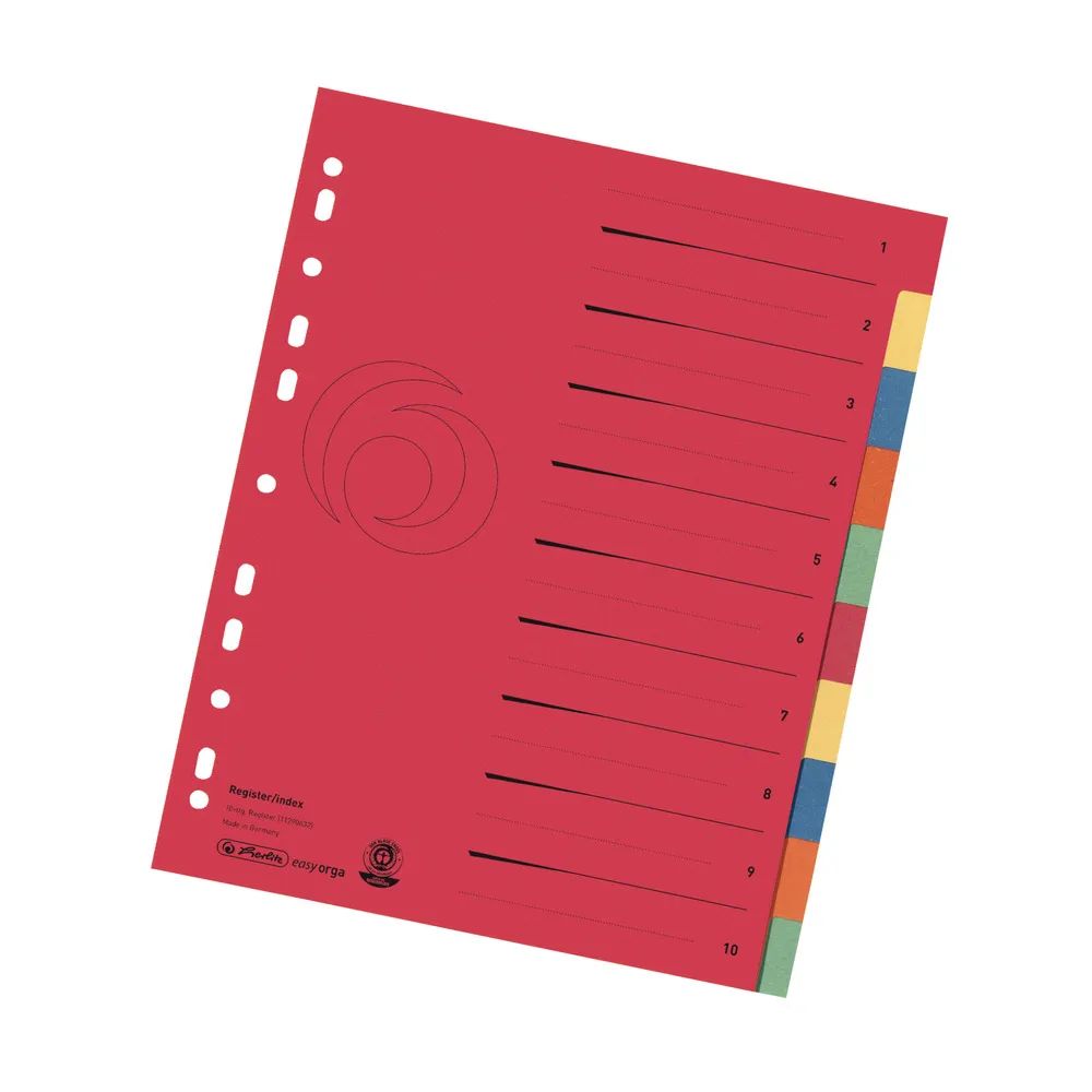 herlitz Kartonregister, A4, 10-teilig, Überbreite