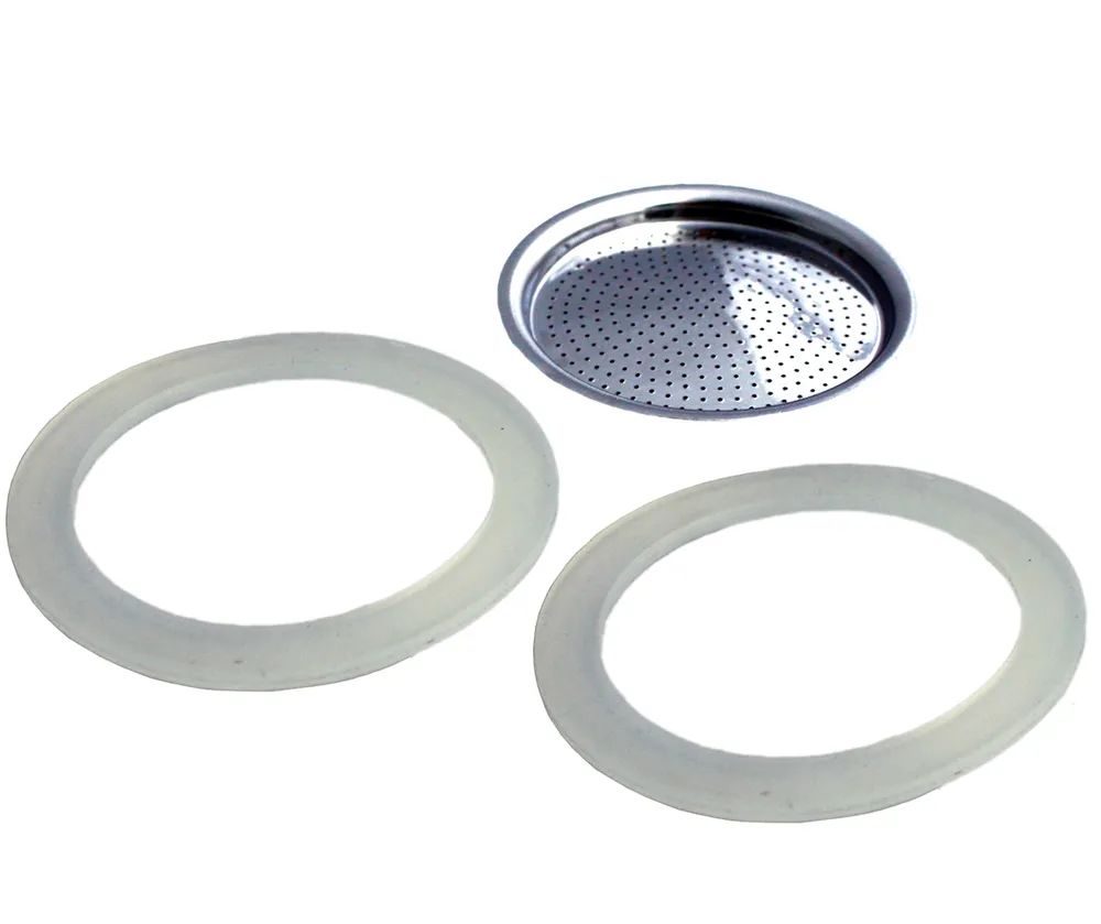 GEFU 2 Dichtungsringe/ 1 Filter für 16080 zu Art.-Nr. 16080 Espressokocher LUCINO, 6 Tassen