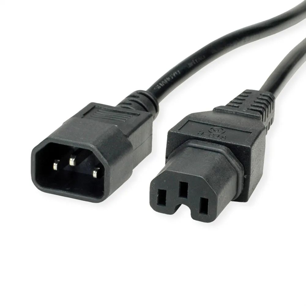 VALUE Netzkabel IEC320/C14 Stecker - C15 Buchse, H05RN-F, schwarz, 1 m