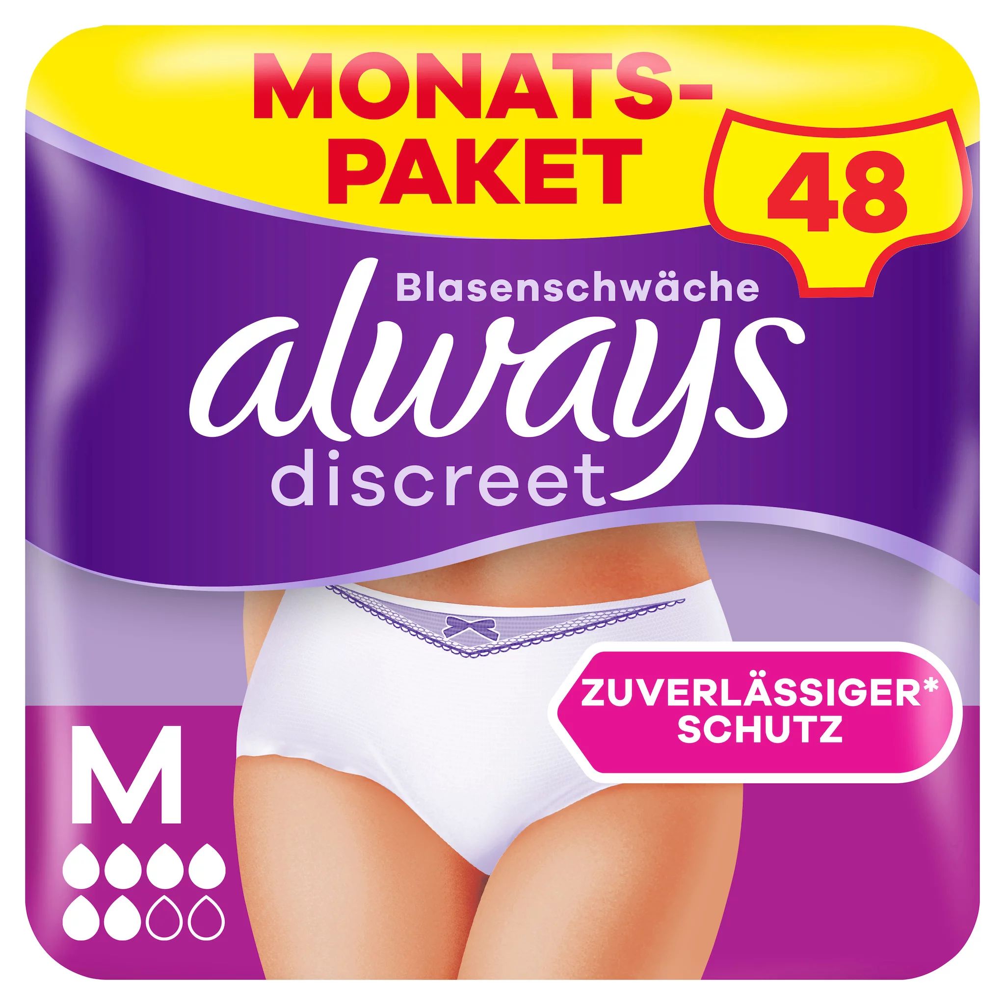 Always Discreet Inkontinenz-Höschen Normal, Größe M, 48 Höschen (4 