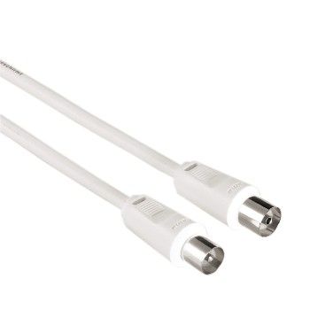 Hama Antennen-Kabel, Koax-Stecker - Koax-Kupplung, 7,5 m, 75 dB, Weiß