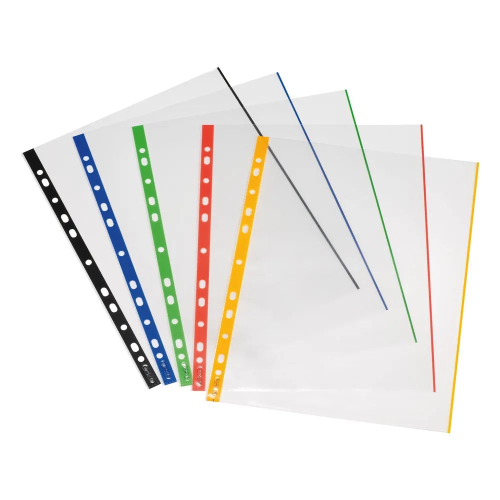 herlitz Prospekthülle A4 glasklar mit farbigem Rand 50er, PP, glasklar, 0,070 mm