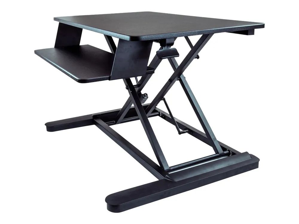 StarTech.com Startech Sitz-Steh Schreibtischaufsatz mit Tastaturablagefach - Oberfläche 89 x 53 cm - Ergonomischer Höhenverstellbarer Stehpult/Steharbeitsplatz - Platz für 2 Monitore - vormontiert (ARMSTSLG)