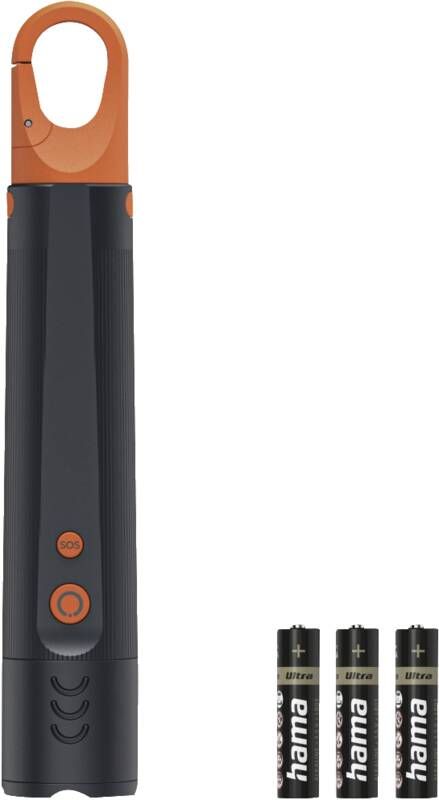 Hama LED-Taschenlampe "FLX350", Batterien, stoßfest, Aluminium, 4 Modi+SOS, Zoom