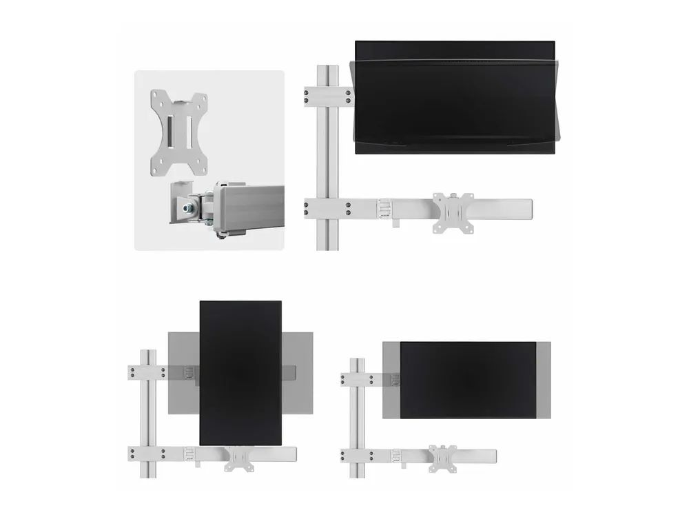StarTech.com Six-Monitor Desk Mount w/ Crossbar, Up To 32" Screens/17.6lb - Befestigungskit - für 6 LCD-Displays - Säule, dual - Stahl, Kunststoff - weiß - Bildschirmgröße: 43.2-81.3 cm (17"-32")