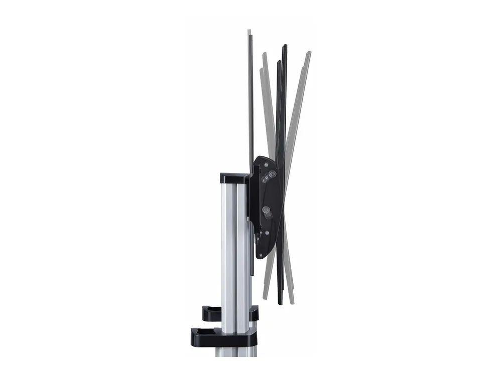 StarTech.com Rolling TV Cart/Stand On Wheels, Up to 100inch/220lb Screens - Wagen - für Flachbildschirm - Kunststoff, Aluminium, Stahl - Schwarz, Silber - Bildschirmgröße: 152.4-254 cm (60"-100")