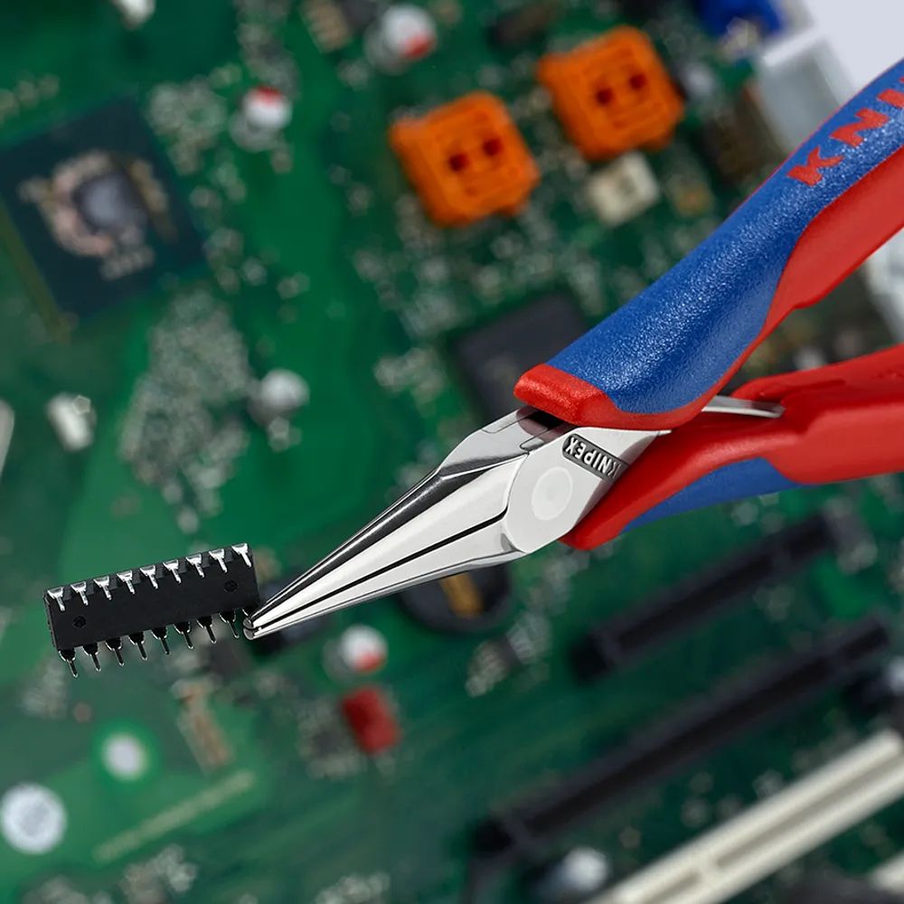 KNIPEX Elektronik-Greifzange mit Mehrkomponenten-Hüllen spiegelpoliert 145 mm