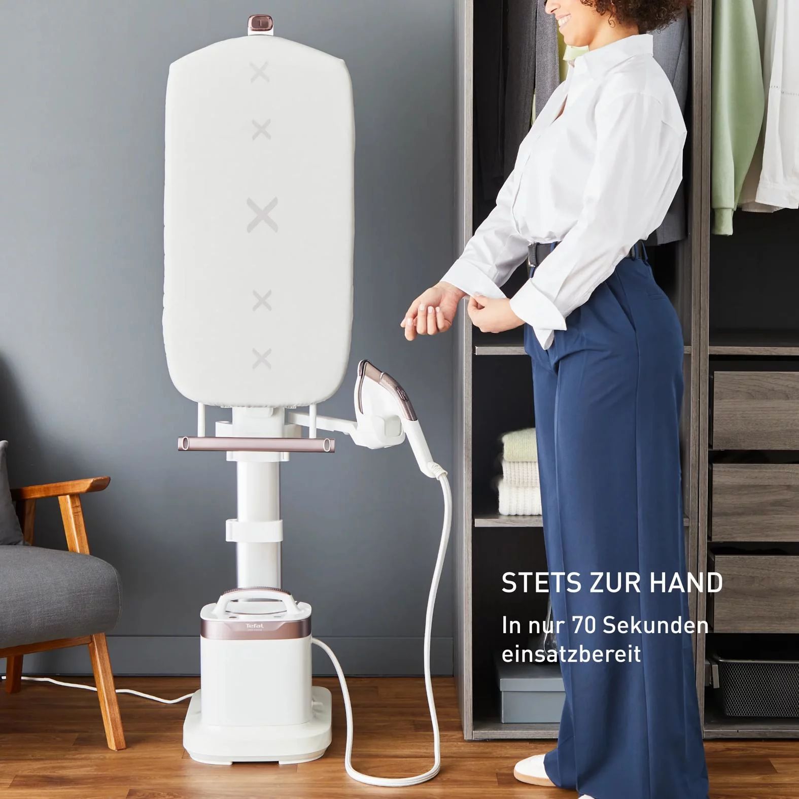Tefal All-in-One Dampfbügellösung IXEO Vision - Weiß und Zimtrosa