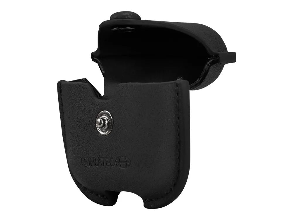 TerraTec Air Box - Tasche für Kopfhöhrer - Polycarbonat - schwarzes Leder - für Apple AirPods (1. Generation, 2. Generation)