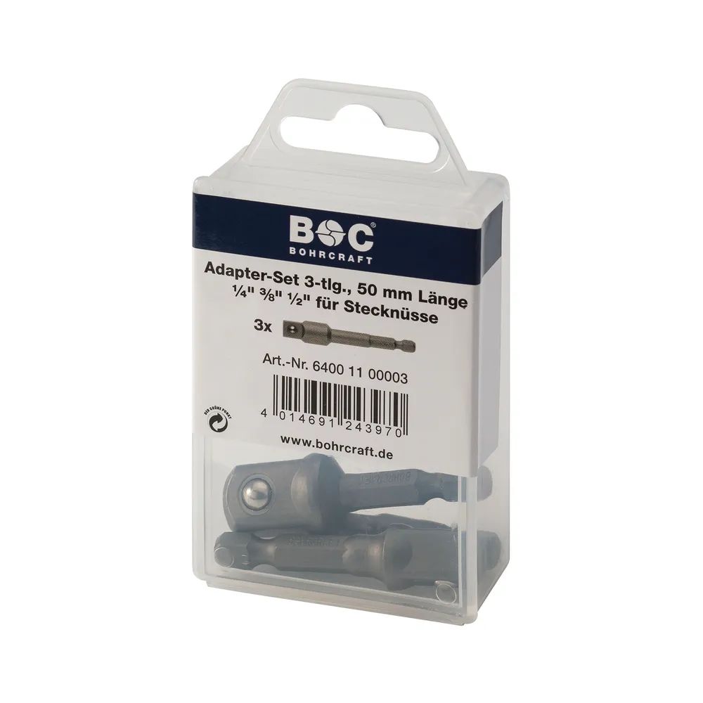 BOHRCRAFT Bit Adapter-Satz 1/4, 3/8, 1/2 Länge 50 mm 3-teilig