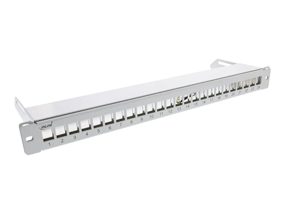 InLine Patchfeld 24-fach - Keystone Leerblech Patchpanel mit Auszug - 19" - 1HE