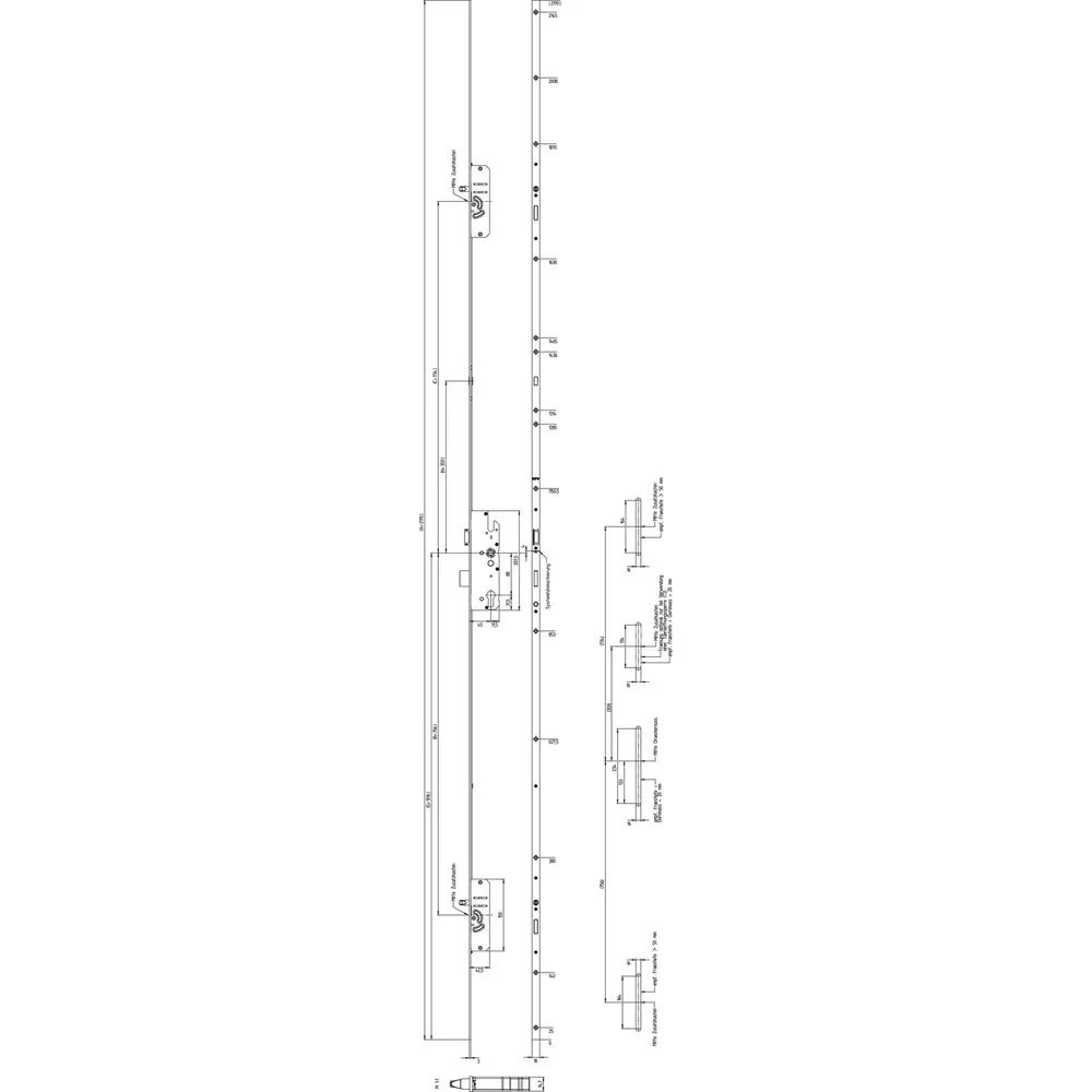 KFV MFV-Schloss BS 2300 ÖNORM, DM 45, Stulp 16 mm eckig, silber verzinkt