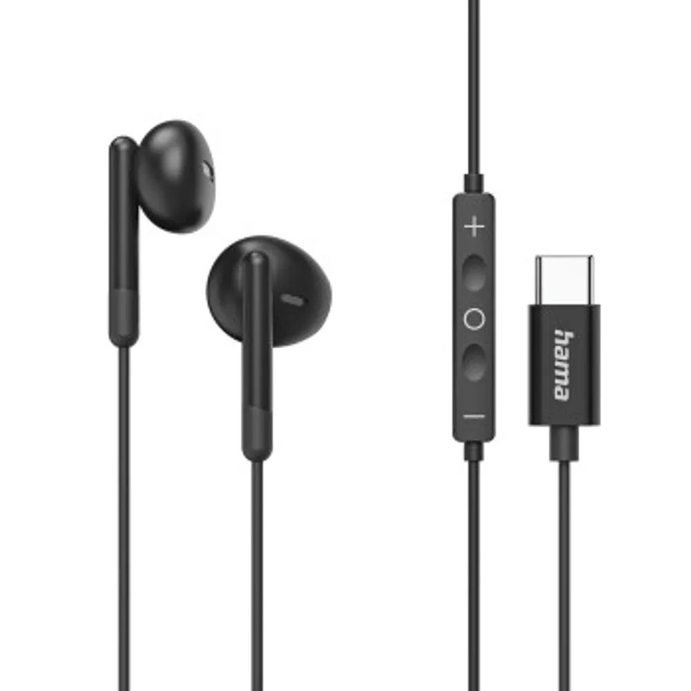 Hama Kopfhörer "Classy", Earbuds, Mikrofon, Kabelknickschutz, USB-C, Schwarz