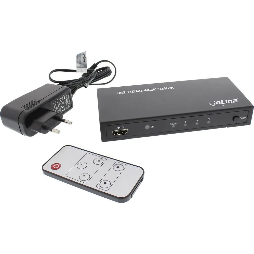 InLine HDMI Switch / Umschalter - 3 Eingänge auf 1 Ausgang - 4K2K - 3D - HD Audio