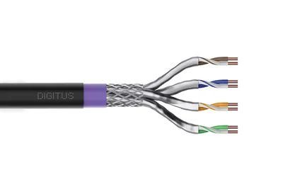 DIGITUS CAT 7A S/FTP Datenkabel - Erdverlegekabel, 50 m Ring, Simplex, PE