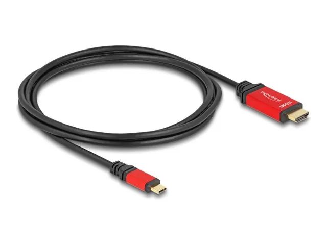 Delock Adapterkabel - USB-C männlich zu HDMI männlich - 2 m - Schwarz / Rot - 8K60Hz (7680 x 4320)