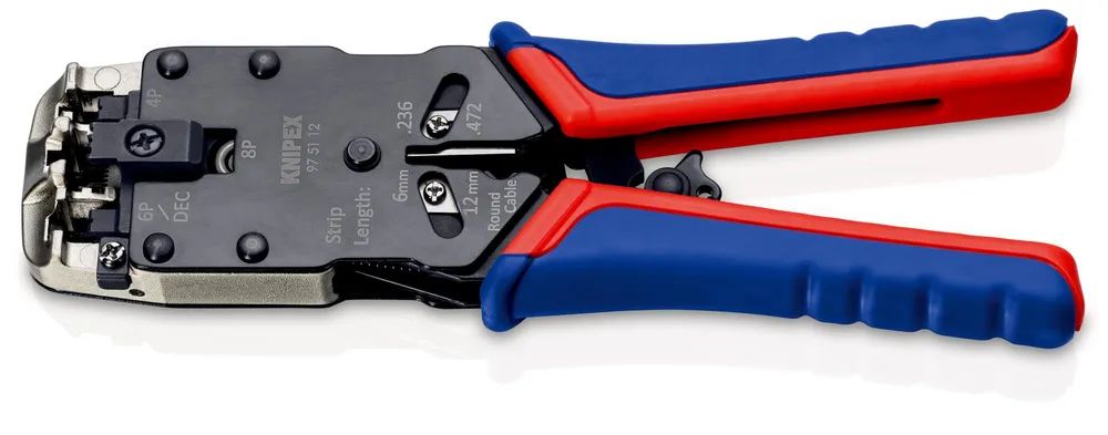KNIPEX Crimpzange für Westernstecker mit Mehrkomponenten-Hüllen brüniert 200 mm