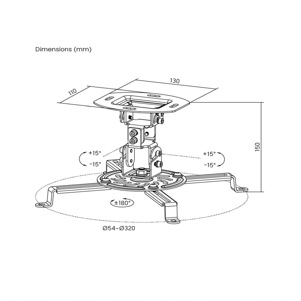 VALUE Projektor-Deckenhalterung, bis 13,5 kg, schwarz