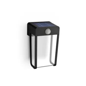 Philips LED-Wandlicht Outdoor Solar "Shroud" 2,3W, 2700K, 2er-Pack, klar, schwarz