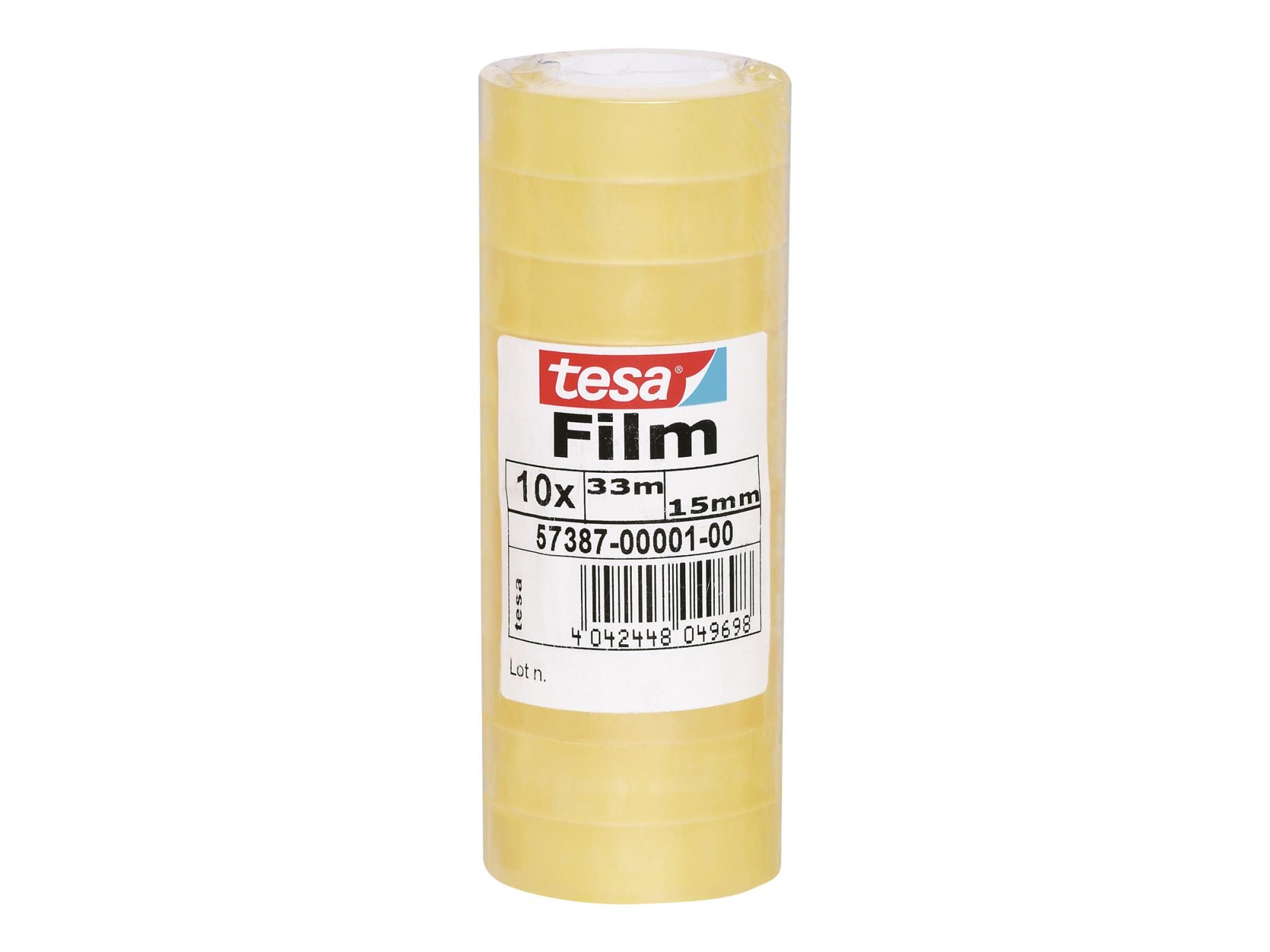 Tesa Tesafilm - Büro-Klebeband - 15 mm x 33 m - Polypropylenfolie - transparent (Packung mit 10)