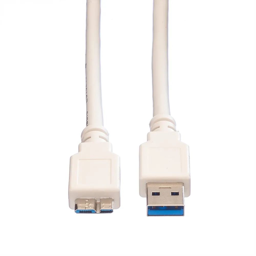 VALUE USB 3.2 Gen 1 Kabel, A ST - Micro B ST, weiß, 0,15 m