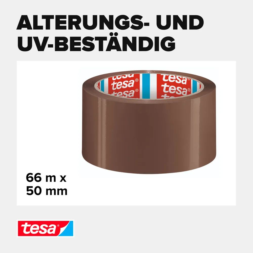tesa® Tesapack Solid & Strong – 66 m x 50 mm – braun – reißfestes Paketband