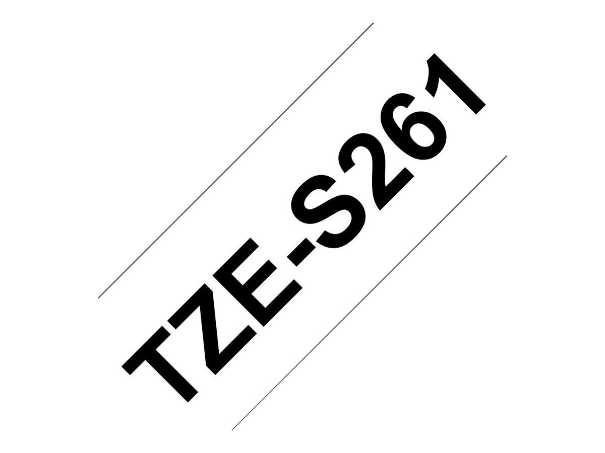 Brother TZe-S261 - Extra starker Klebstoff - Schwarz auf Weiß - Rolle (3,6 cm x 8 m)